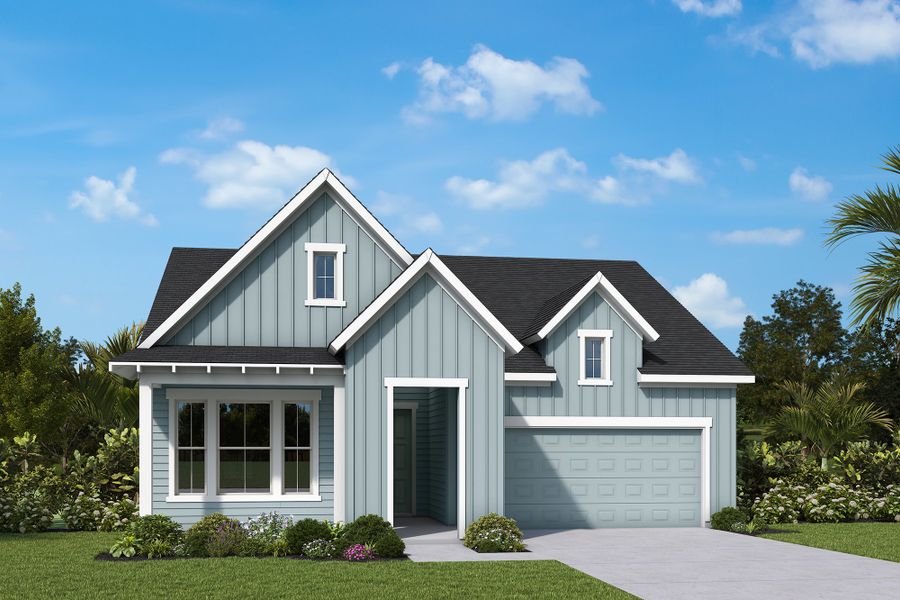 Representative exterior photo of a completed home built from the The Brightman by David Weekley Homes in Mariposa at EverRange, Jacksonville, FL (Image 15).