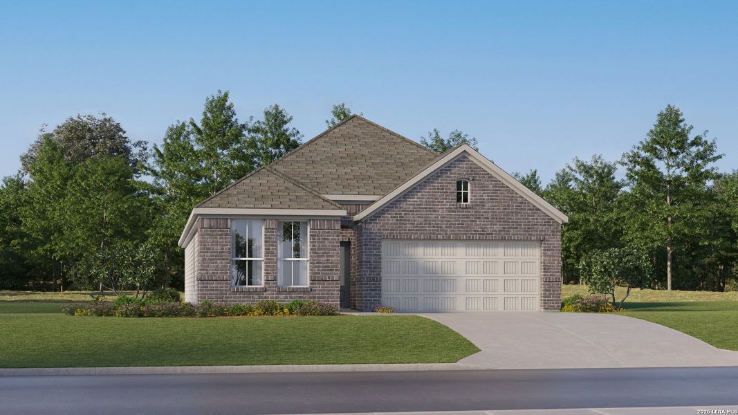 Front exterior of a new home in Waterwheel, San Antonio, TX, highlighting curb appeal (Image 26). Front exterior of a new home in Waterwheel, San Antonio, TX, highlighting curb appeal (Image 26).