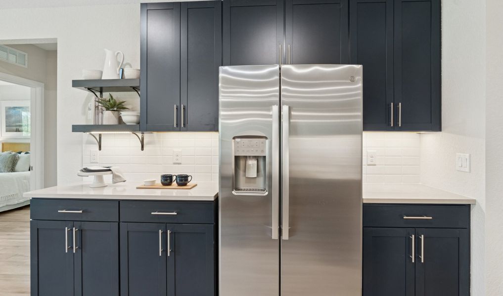 Kitchen with floating shelves