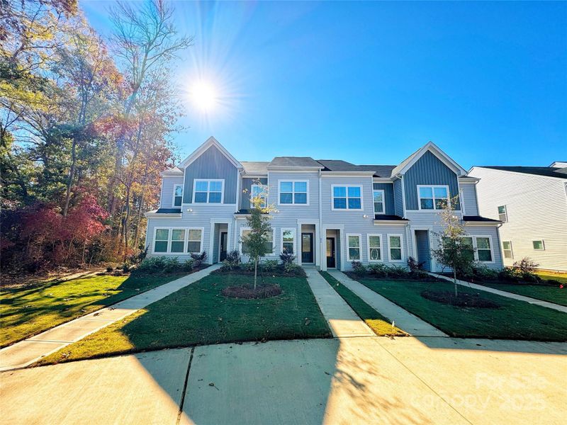 Front of building, faces North