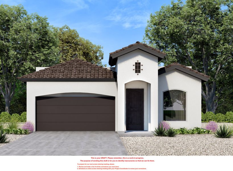Front exterior of a new home in Tierra Del Este 91, El Paso, TX, highlighting curb appeal (Image 2).