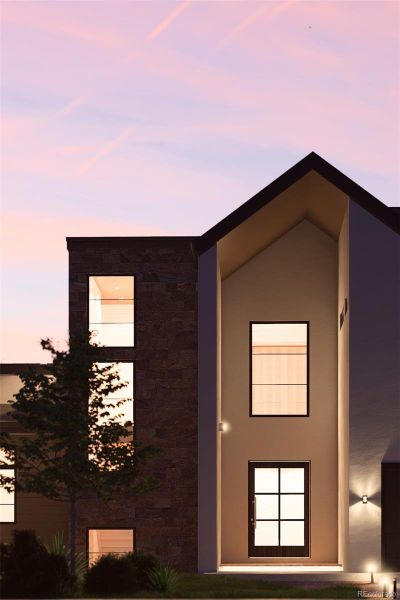 Rendering of new luxury home coming soon showcasing multiple outdoor entertainment areas with panoramic mountain views.