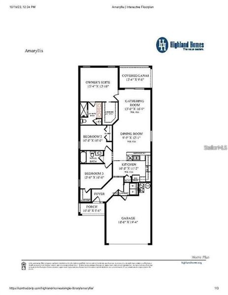2D floor plan layout of this home in Falls of Ocala, Ocala, FL (Image 2).