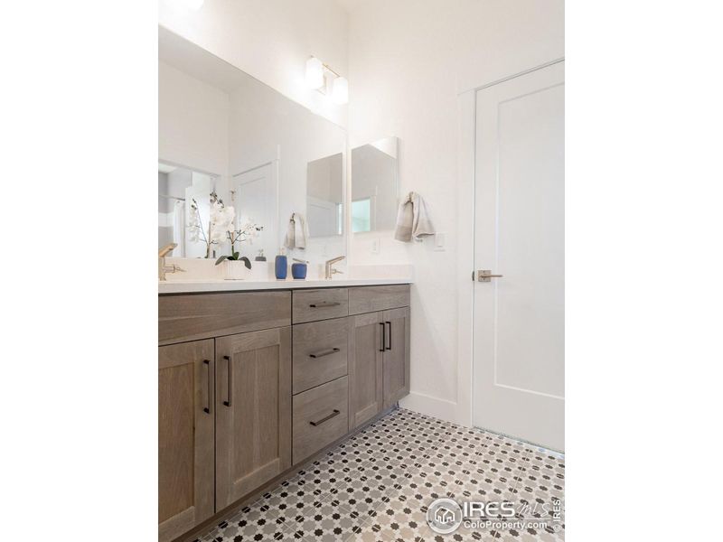 Bathroom inspiration from other new builds in the neighborhood.