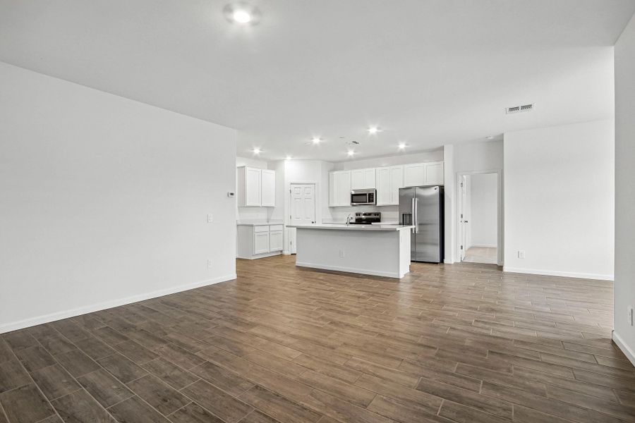 Great room and kitchen Great room and kitchen
