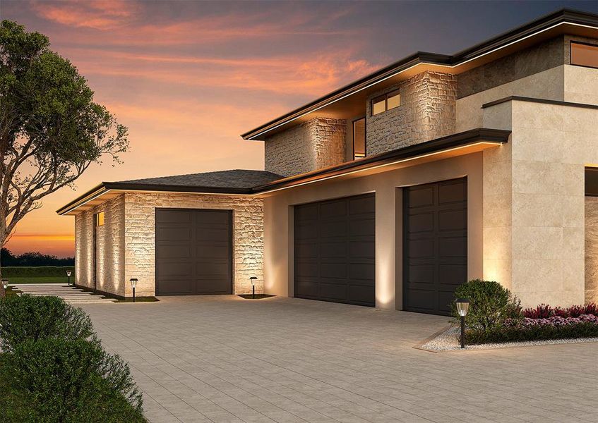 Front exterior of a new home in , Frisco, TX, highlighting curb appeal (Image 2). Front exterior of a new home in , Frisco, TX, highlighting curb appeal (Image 2).