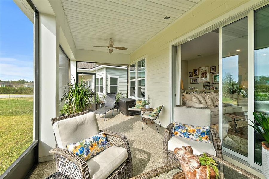 Exterior details and patio area of a home in Reverie at Palm Coast, Palm Coast (Image 3).