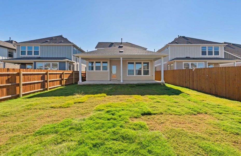 Exterior details and patio area of a home in Santa Rita Ranch, Liberty Hill (Image 2). Exterior details and patio area of a home in Santa Rita Ranch, Liberty Hill (Image 2).