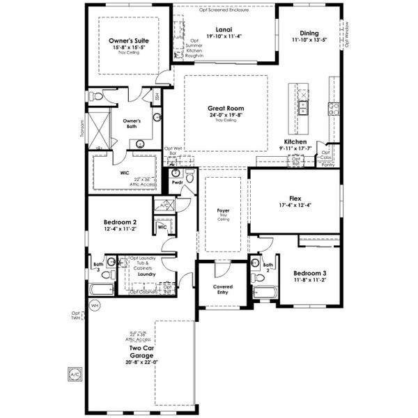 2D floor plan layout of this home in Woodland Preserve, Parrish, FL (Image 4).