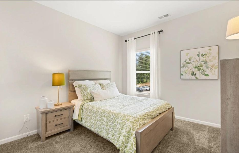 The Brambling- Secondary Bedroom. Home under construction. Sample photo used for illustrative purposes only, elevation, upgrades, selection, brick, siding and colors will vary. The Brambling- Secondary Bedroom. Home under construction. Sample photo used for illustrative purposes only, elevation, upgrades, selection, brick, siding and colors will vary.