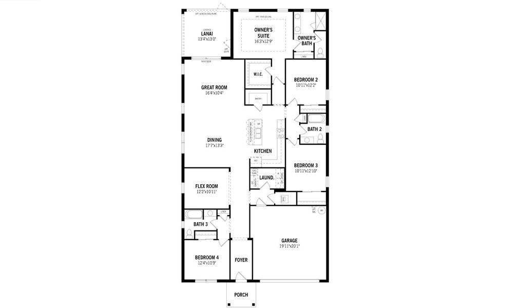 2D floor plan layout for the Pinnacle by Mattamy Homes in Wellen Park, Venice, FL (Image 3).