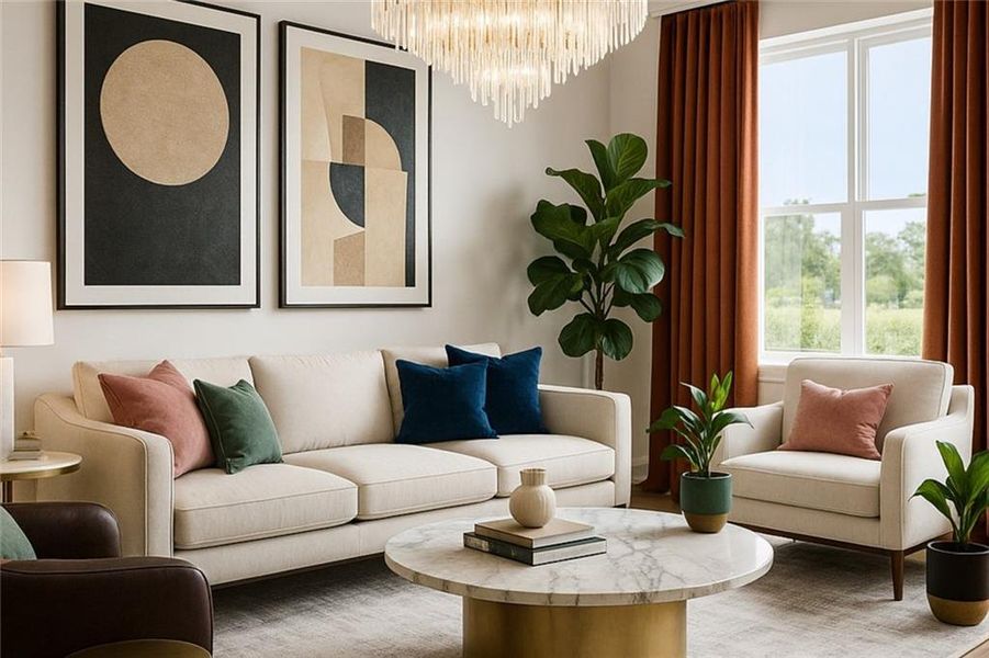 Furnished interior view inside a new home in The Hills at Cedar Creek, Winder (Image 11).