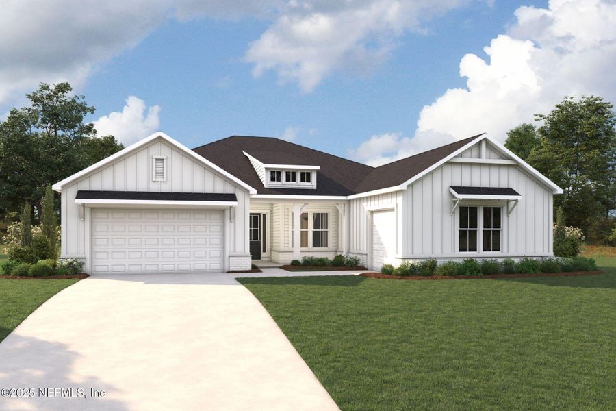 Front exterior of a new home in RiverTown - Springs, St. Johns, FL, highlighting curb appeal (Image 7).