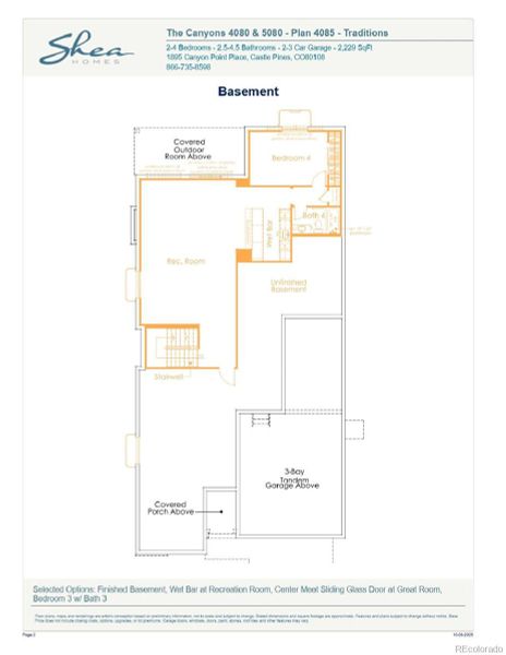 2D floor plan layout of this home in Reserve at The Canyons, Castle Pines, CO (Image 3).