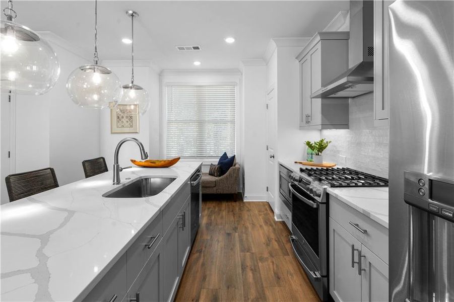 Furnished interior view inside a new home in Brackley Townhomes, Cumming (Image 18). Furnished interior view inside a new home in Brackley Townhomes, Cumming (Image 18).