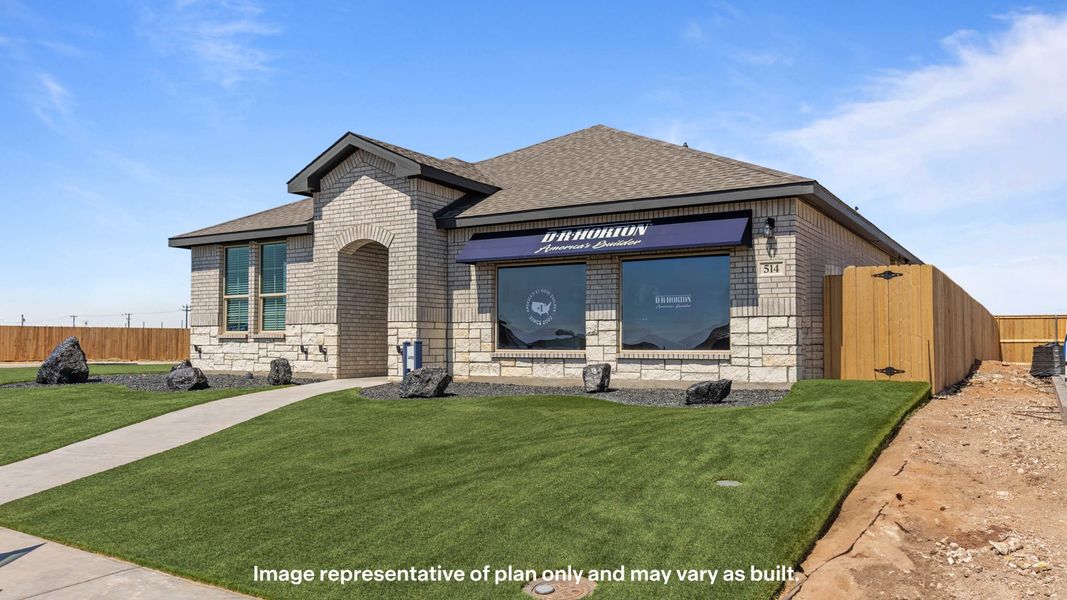Front exterior of a new home in Homestead at Parks Bell Ranch, Odessa, TX, highlighting curb appeal (Image 22). Front exterior of a new home in Homestead at Parks Bell Ranch, Odessa, TX, highlighting curb appeal (Image 22).