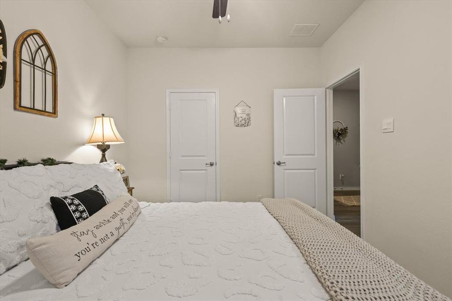 Bedroom featuring ceiling fan Bedroom featuring ceiling fan