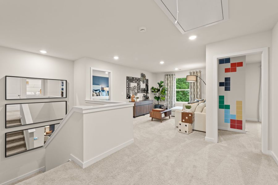A modern looking living room.
