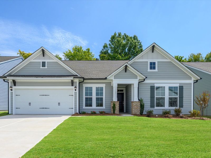 Representative exterior photo of a completed home built from the The Hemingway by David Weekley Homes in Encore at Harmony, Harrisburg, NC (Image 1).