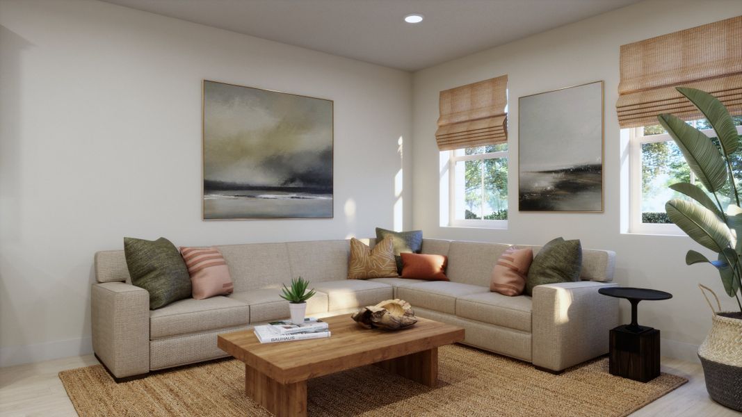 Representative furnished interior of a home built from the 2501 by Risewell Homes in Harvest Crossing, Aurora (Image 7).