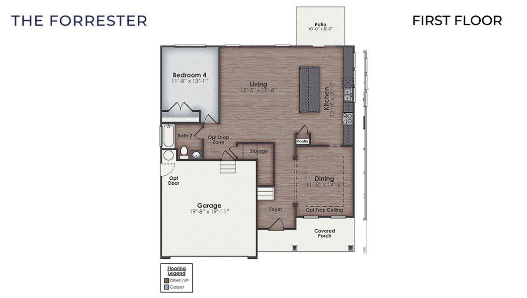 2D floor plan layout of this home in Surfside Landing, Hubert, NC (Image 5).