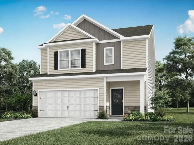 Front exterior of a new home in Stagecoach Station, Gastonia, NC, highlighting curb appeal (Image 1). Front exterior of a new home in Stagecoach Station, Gastonia, NC, highlighting curb appeal (Image 1).