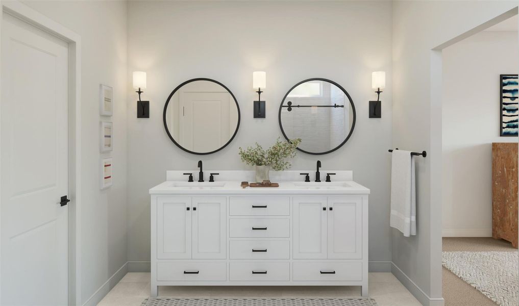 Relaxing primary bath with dual sinks (*Artist rendering used for illustration purposes only.)
