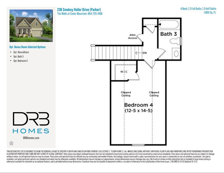 2D floor plan layout of this home in The Wilds at Cedar Mountain, Asheville, NC (Image 4).