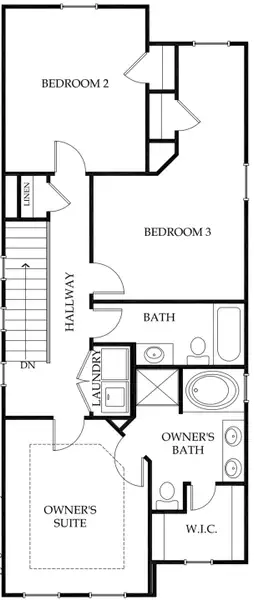 2D floor plan layout for the Melbourne by Rocklyn Homes in Spring Valley, Tucker, GA (Image 4).
