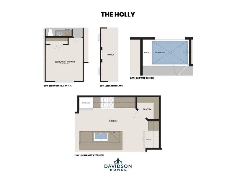 2D floor plan layout for the The Holly C by Davidson Homes LLC in Heartland, Heartland, TX (Image 4). 2D floor plan layout for the The Holly C by Davidson Homes LLC in Heartland, Heartland, TX (Image 4).
