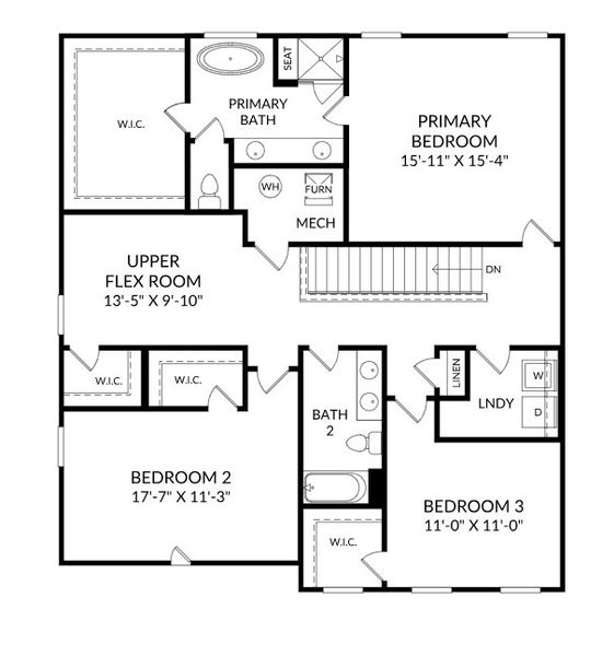 2D floor plan layout for the The Idlewild by Stanley Martin Homes in Croftside Single Family Homes, Powder Springs, GA (Image 4).