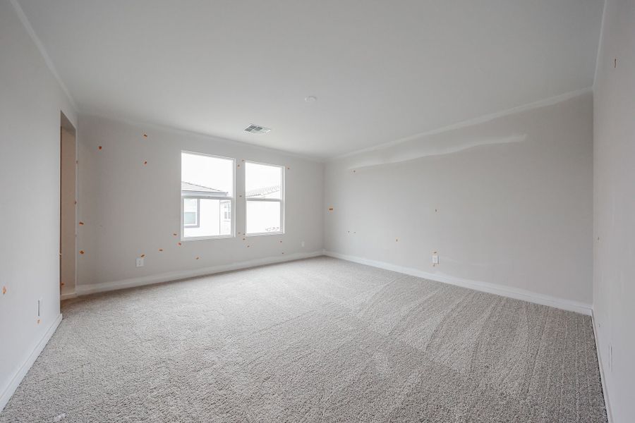 A room with a carpet and windows. A room with a carpet and windows.