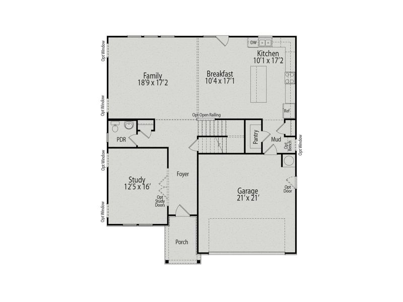 2D floor plan layout for the The Hickory II A by Davidson Homes LLC in Wellers Knoll, Lillington, NC (Image 3).