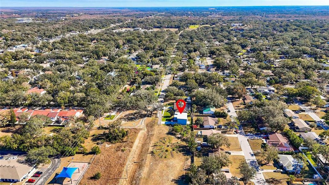 Aerial view of neighborhood