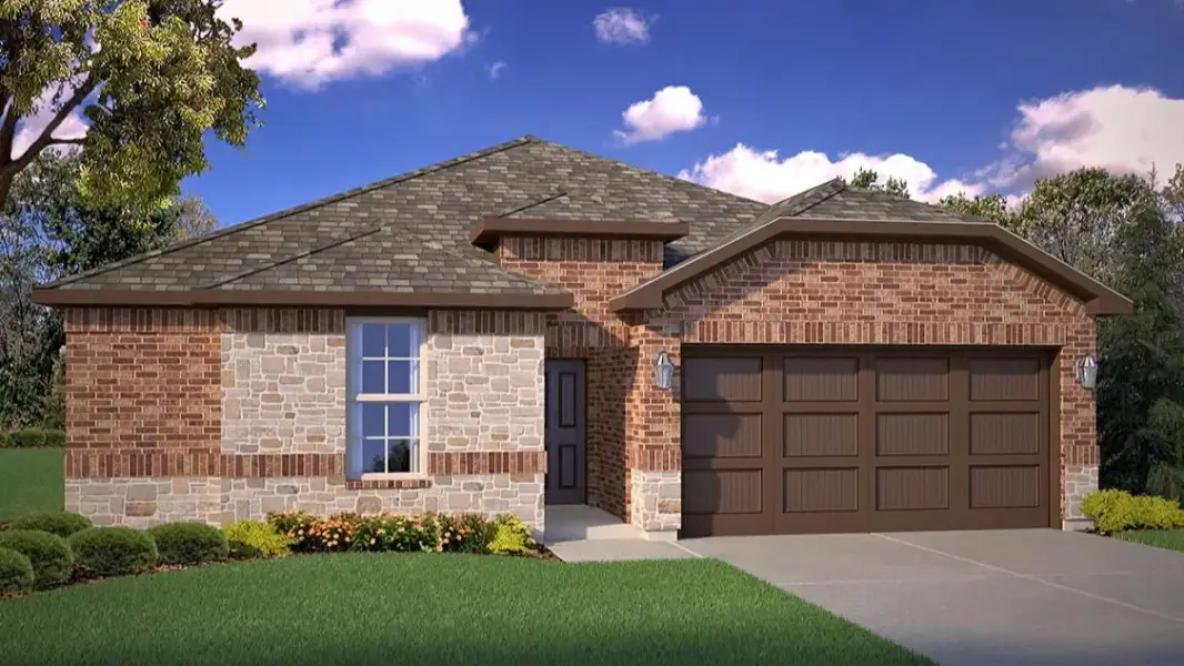 Front exterior of a new home in Yukon Ridge, Odessa, TX, highlighting curb appeal (Image 14).