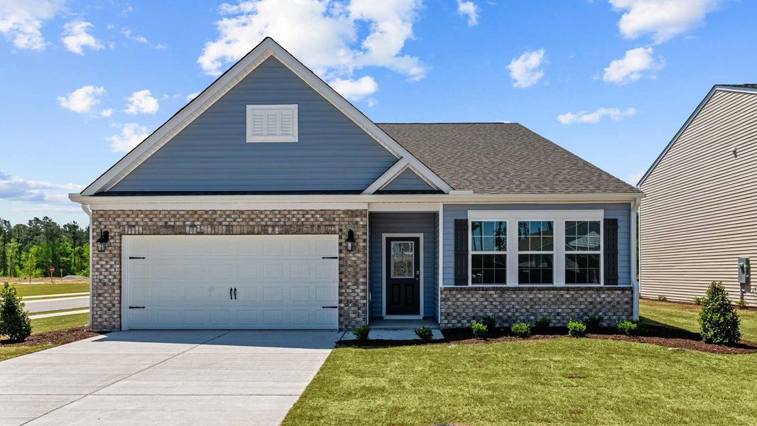 Front exterior of a new home in Colly Farm, Stokesdale, NC, highlighting curb appeal (Image 1). Front exterior of a new home in Colly Farm, Stokesdale, NC, highlighting curb appeal (Image 1).