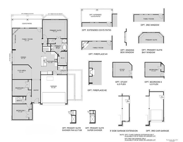2D floor plan layout for the The Benbrook by Legend Homes in Bluestem, Brookshire, TX (Image 4).