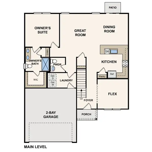 2D floor plan layout for the Stillwell by Century Complete in Shallow Creek, Hogansville, GA (Image 3).