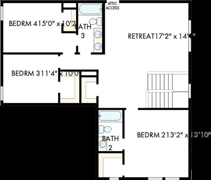 2D floor plan layout of this home in The Grand Prairie - Retreat Collection, Hockley, TX (Image 3).
