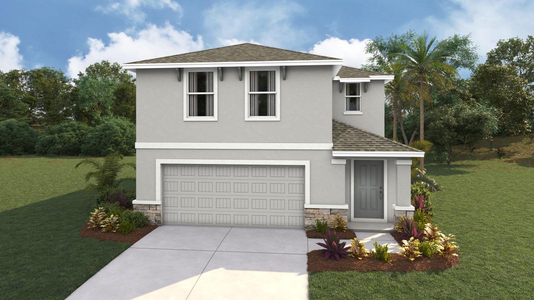 Representative exterior photo of a completed home built from the Elston II by D.R. Horton in Tartan Farms at Winding Oaks, Ocala, FL (Image 2). Representative exterior photo of a completed home built from the Elston II by D.R. Horton in Tartan Farms at Winding Oaks, Ocala, FL (Image 2).