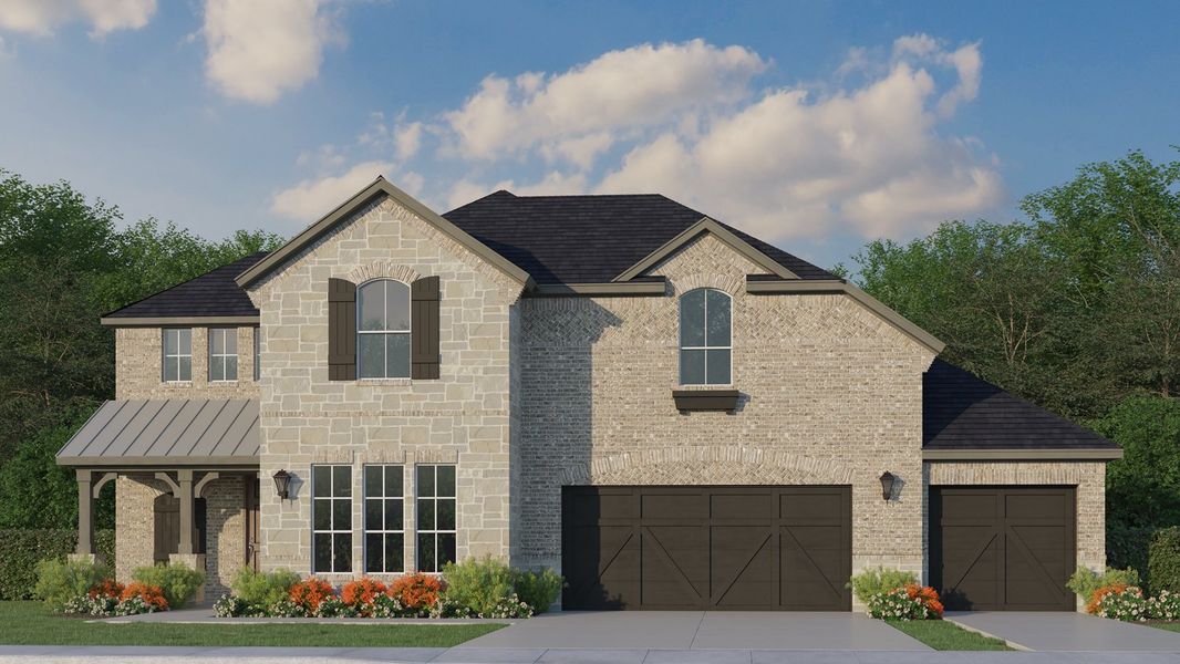 Plan 1687 Elevation C with Stone & 3 Car Garage Plan 1687 Elevation C with Stone & 3 Car Garage