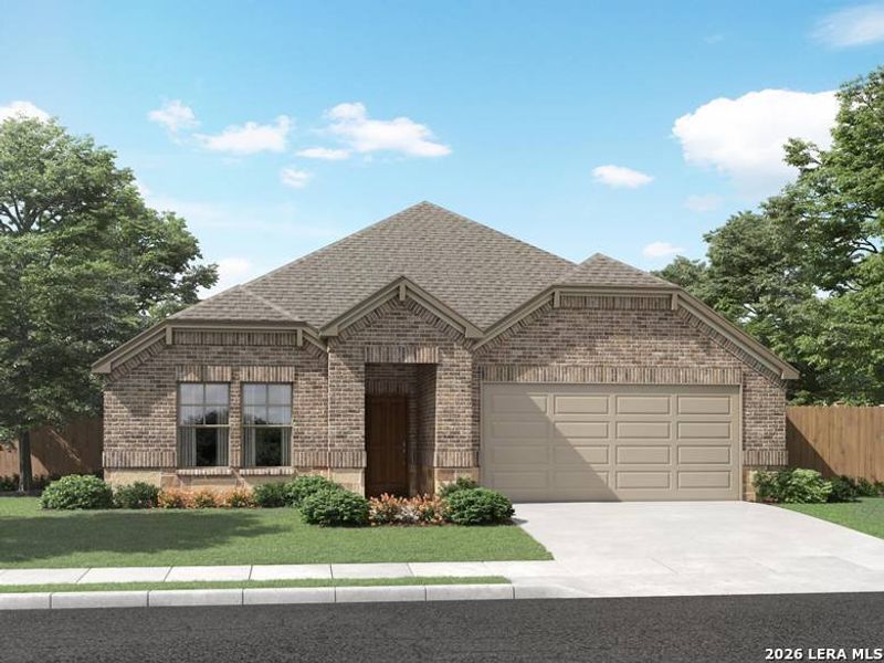 Front exterior of a new home in Legendary Trails - Classic Series, Cibolo, TX, highlighting curb appeal (Image 1). Front exterior of a new home in Legendary Trails - Classic Series, Cibolo, TX, highlighting curb appeal (Image 1).