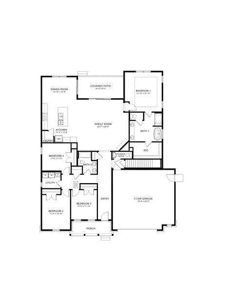 2D floor plan layout for the Julesburg by D.R. Horton in Vantage, Berthoud, CO (Image 3).