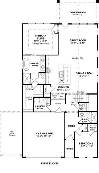 2D floor plan layout of this home in Creekshaw, Royse City, TX (Image 2).