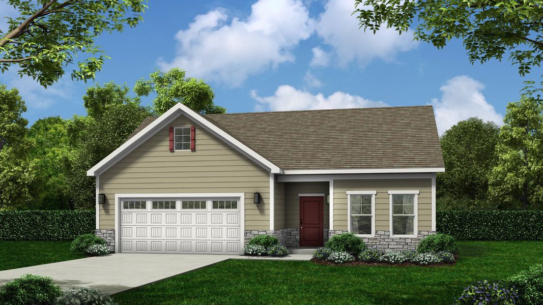 Representative exterior photo of a completed home built from the Promenade by Epcon Communities in The Fairways, Eden, NC (Image 23). Representative exterior photo of a completed home built from the Promenade by Epcon Communities in The Fairways, Eden, NC (Image 23).