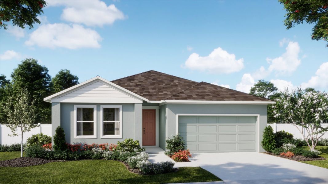 Representative exterior photo of a completed home built from the Dune by Risewell Homes in Trinity Gardens, Deland, FL (Image 20). Representative exterior photo of a completed home built from the Dune by Risewell Homes in Trinity Gardens, Deland, FL (Image 20).