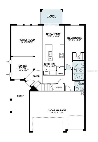 2D floor plan layout of this home in Estates at Rivercrest, Sanford, FL (Image 3).