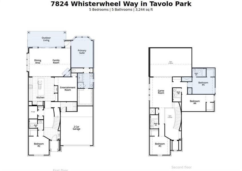 2D floor plan layout of this home in Tavolo Park, Fort Worth, TX (Image 3).