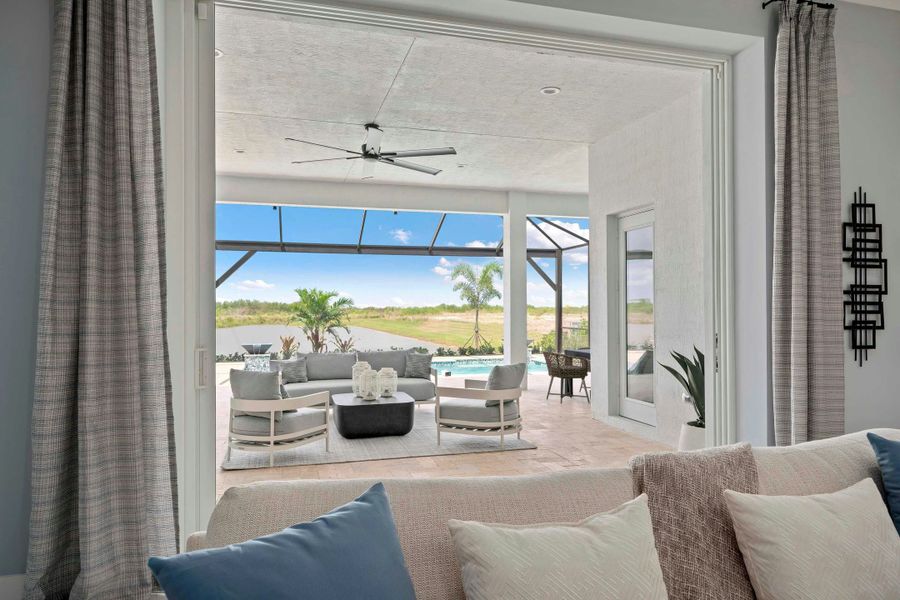 2D floor plan layout for the Mariposa by GHO Homes in Belterra, Port St. Lucie, FL (Image 29).