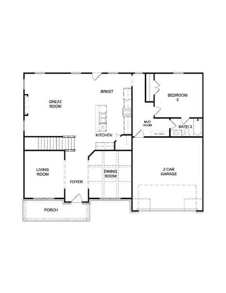 2D floor plan layout for the Vickery by DRB Homes in Berkeley Lakes, Locust Grove, GA (Image 3).
